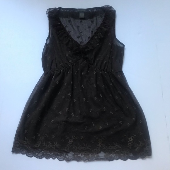 Banana Republic Brown Ruffle Sheer Top - Picture 2 of 6